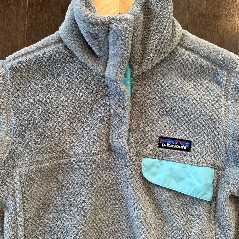 Patagonia Women's Re-Tool Snap-T Pullover Gray Teal Fleece Comfort XS - Picture 2 of 11